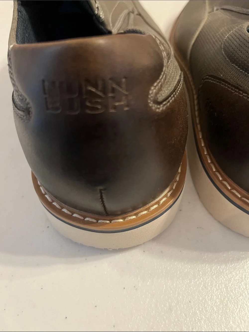 Nunn Bush Gray Slip-On Loafers with Brown Trim